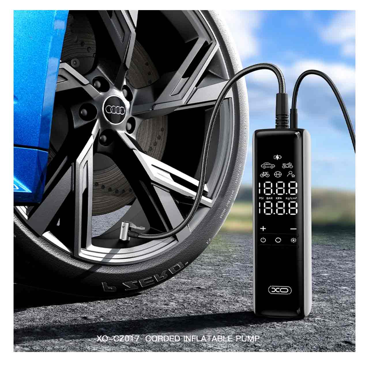 پمپ باد XO مدل XO-CZ017 - مشکی (دارای چراغ قوه LED)
